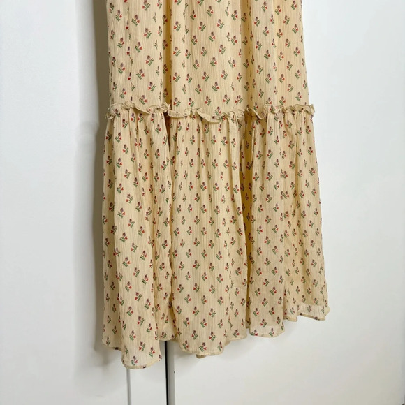 Sezane Lina Maxi Dress Sz 2 Long Sleeve Floral Chiffon Cottagecore Prairie Boho - Picture 10 of 13